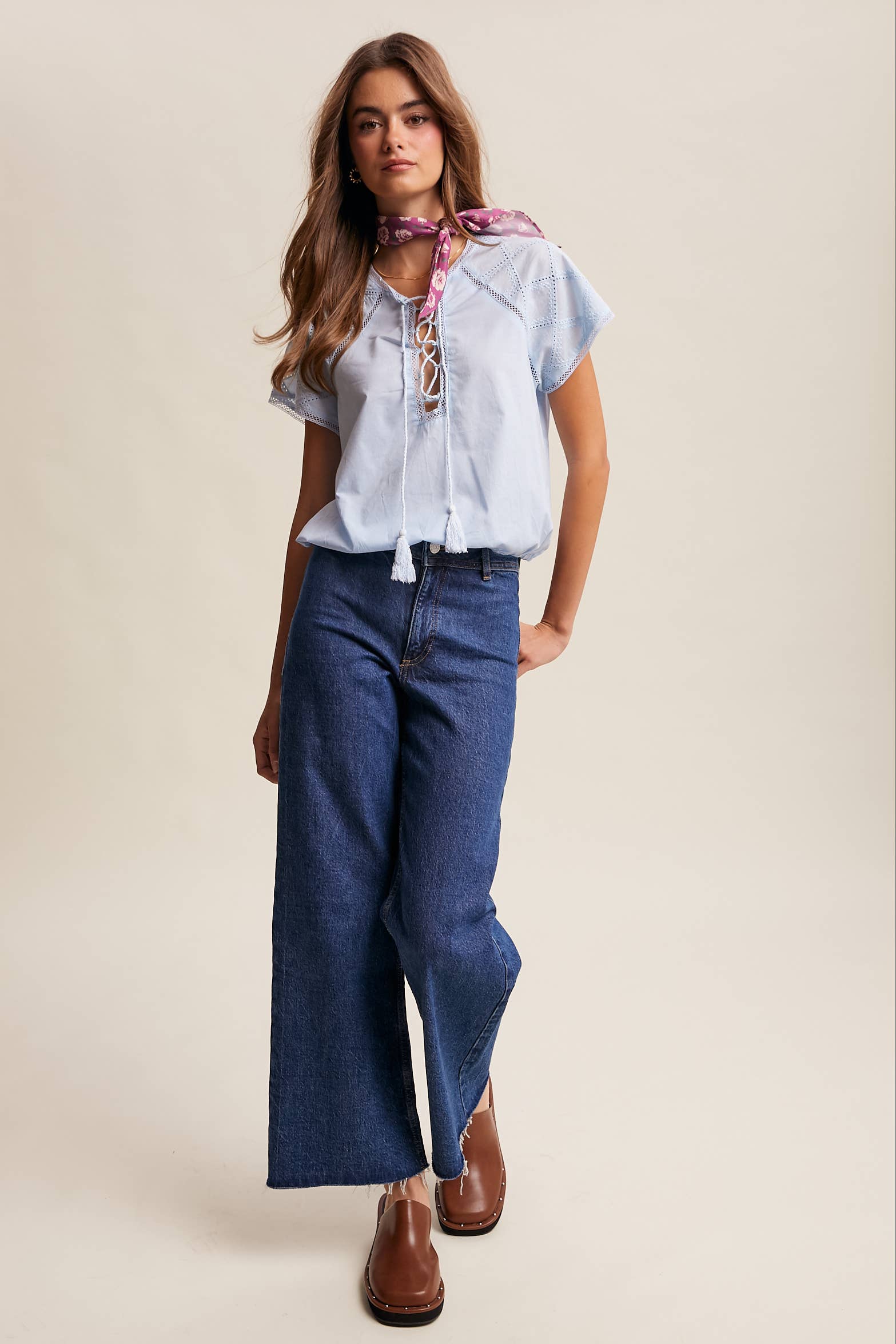 Lace Trim Tassel Tie Blouse - Image 10